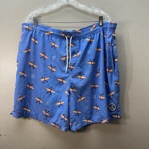 Life Is Good Swim Trunks Men's L Blue‎ Surf Board Drawstring Elastic Mesh Lined